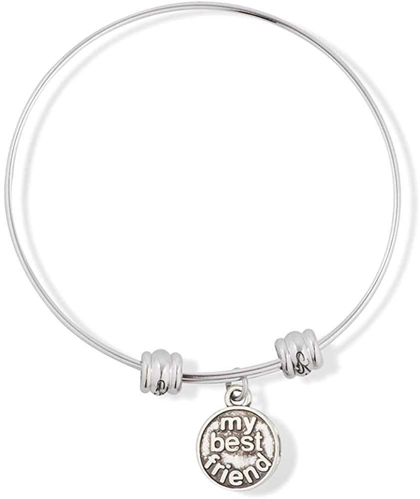 My Best Friend on Round Charm Fancy Charm Bangle-0