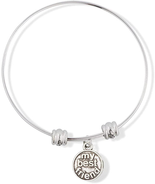 My Best Friend on Round Charm Fancy Charm Bangle-0