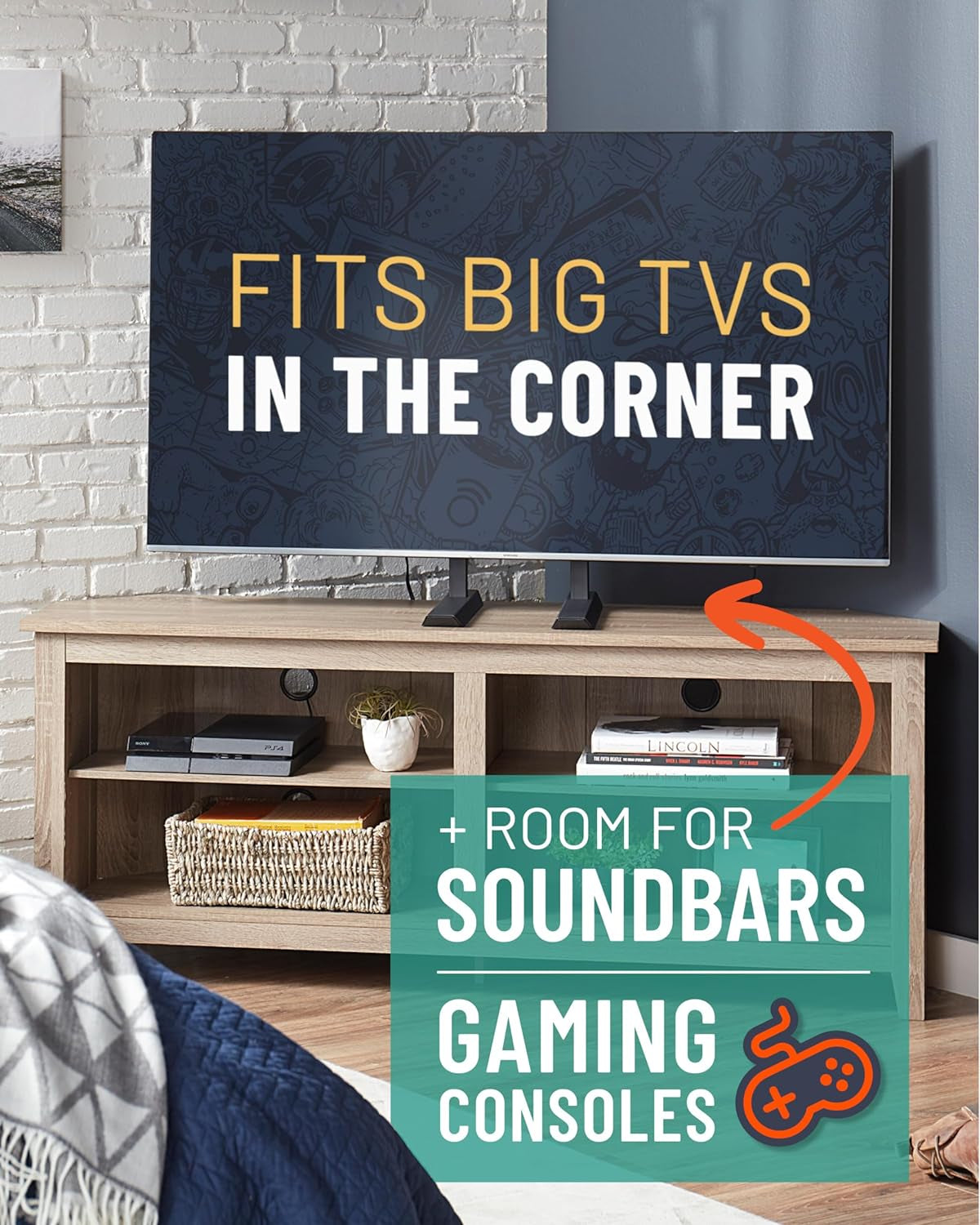 Universal Height Adjustable TV Stand For 49 To 77 Inch TVs-4