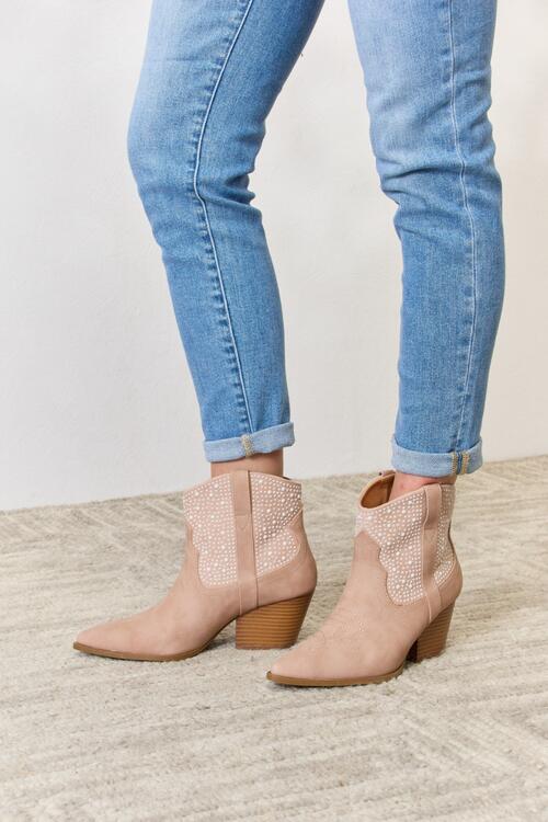 Elacy Favorite Rhinestone Ankle Cowgirl Booties