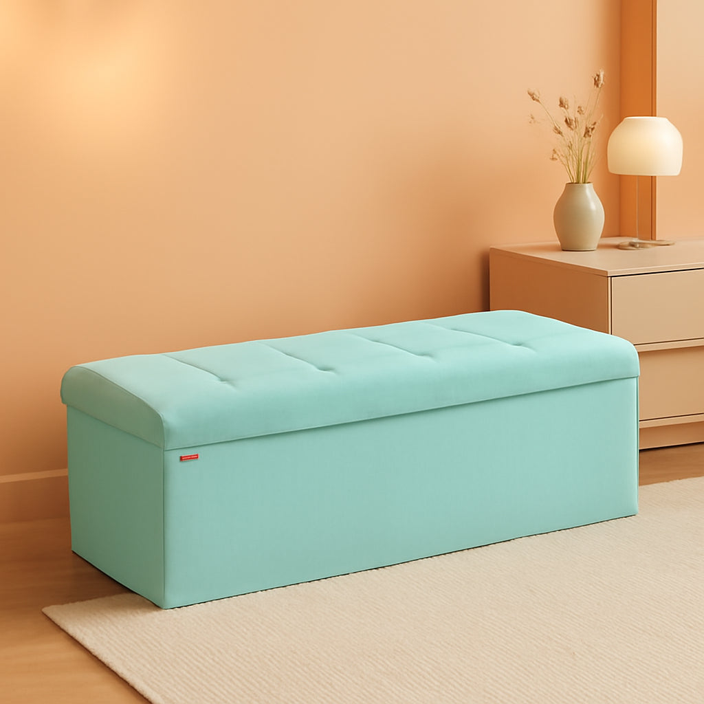 Moon light Green Foldable Storage Ottoman Bench Room-0
