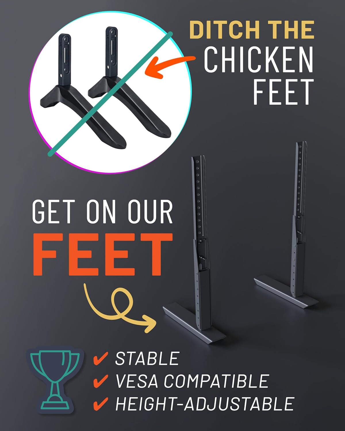 Universal Height Adjustable TV Stand For 49 To 77 Inch TVs-1