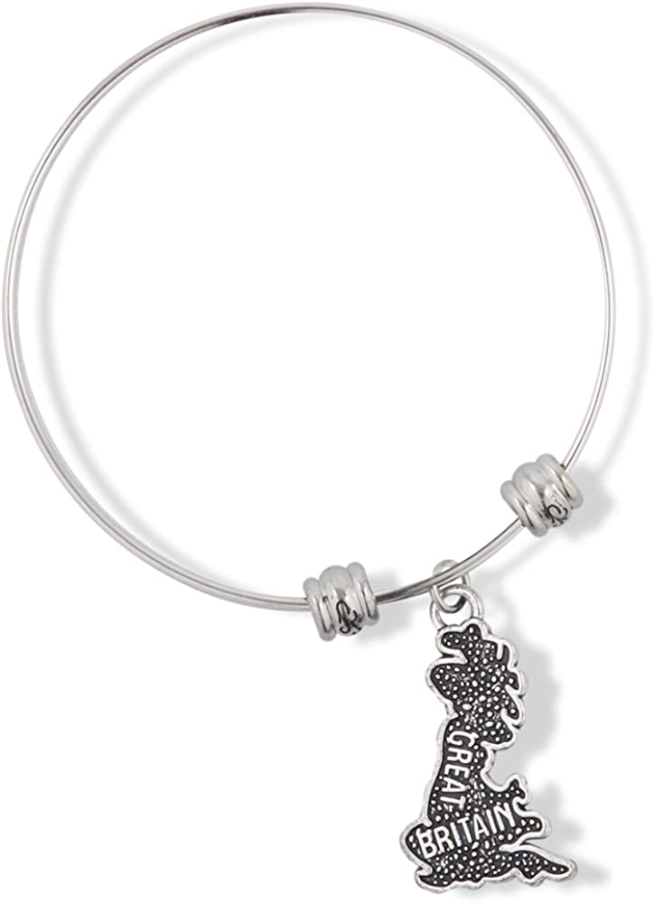 Great Britain England Country Map Fancy Charm Bangle-0