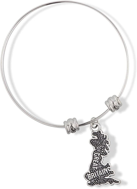 Great Britain England Country Map Fancy Charm Bangle-0