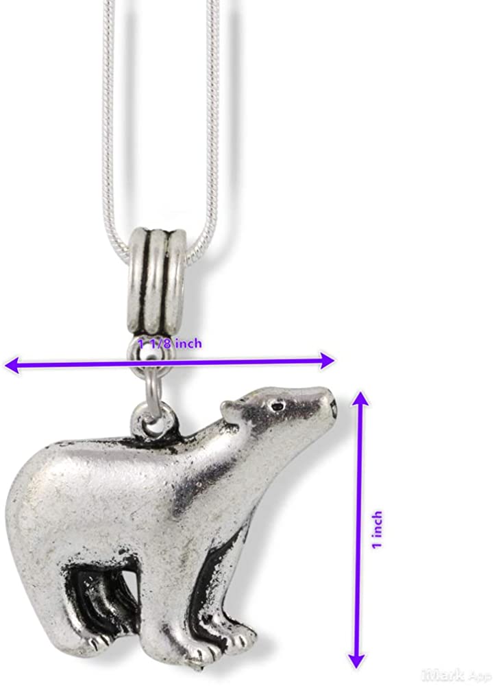 Polar Bear Jewelry for Women | Polar Bear Necklace for Women on a 22 inch Stainless Steel Snake Chain a Great Polar Bear Chain Bear Pendants and Polar Bear Gifts for Women or Men with Great Silver Bear-1