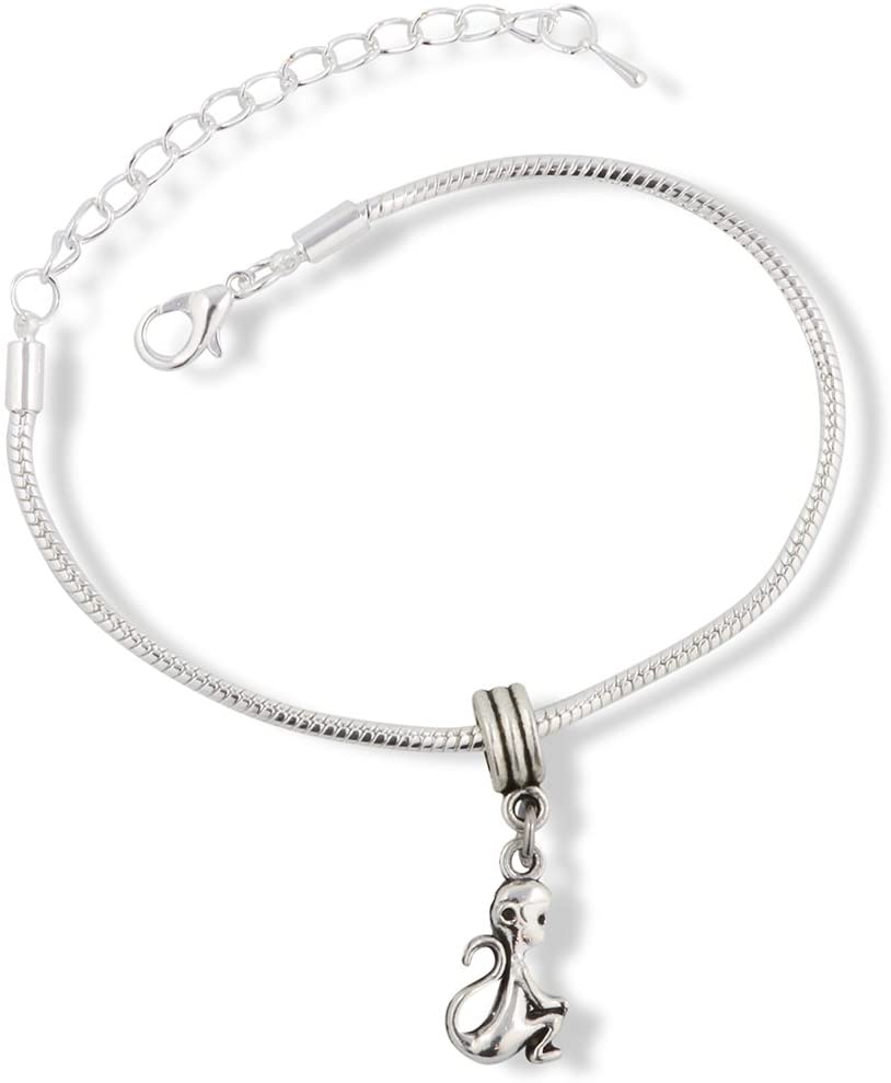 Emerald Park Jewelry Monkey Bracelet | Stainless Steel Snake Chain Charm Bracelet-0