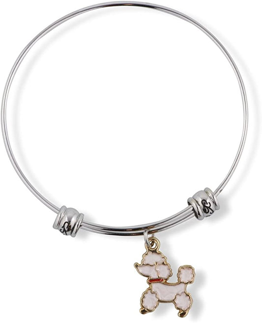 Emerald Park Jewelry Poodle with Red Collar Fancy Charm Bangle-0