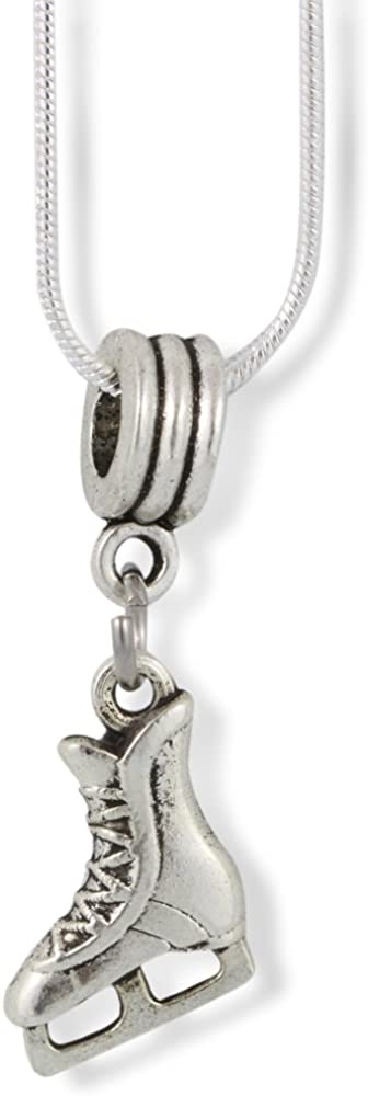 Emerald Park Jewelry Ice Skates Necklace | (Female Laces Middle Support on Blade) Charm Snake Chain Necklace-0