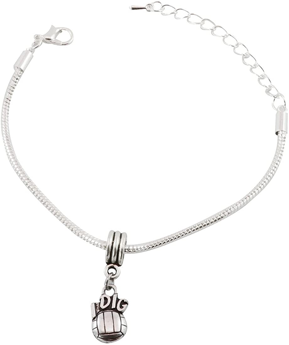 Emerald Park Jewelry I Dig Volleyball Snake Chain Charm Bracelet-0