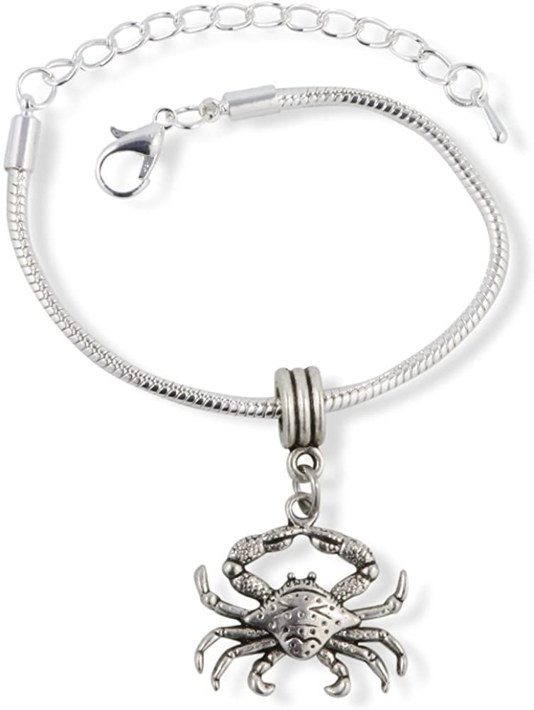 Crab ( with detail on shell ) Snake Chain Charm Bracelet-0