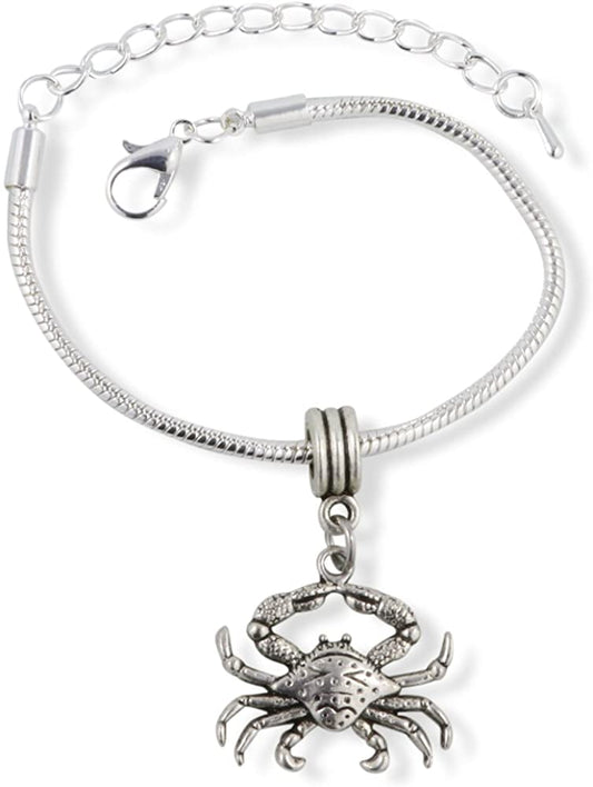 Crab ( with detail on shell ) Snake Chain Charm Bracelet-0