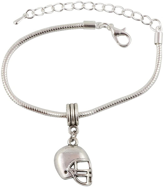 Emerald Park Jewelry Football Helmet Snake Chain Charm Bracelet-0