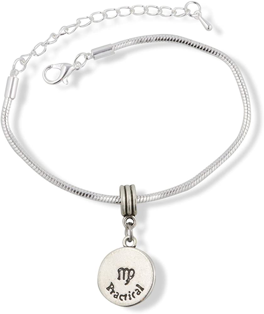Virgo Astrology Sign Snake Chain Charm Bracelet-1