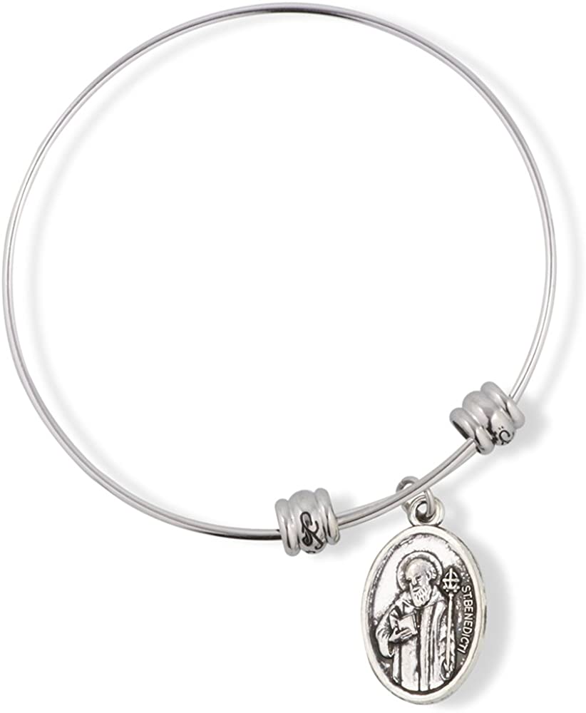 EPJ Catholic Gifts Saint St Benedict Medal San Benito Religious Jewelry Bracelet Bangle for Women Bracelet Bangle Charm Gifts Catholic Bracelet Bangle for Women Men Boys and Girls-0