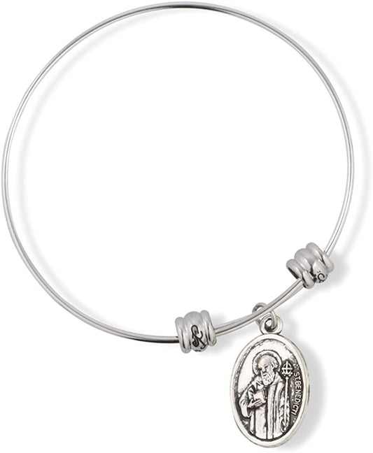 EPJ Catholic Gifts Saint St Benedict Medal San Benito Religious Jewelry Bracelet Bangle for Women Bracelet Bangle Charm Gifts Catholic Bracelet Bangle for Women Men Boys and Girls-0