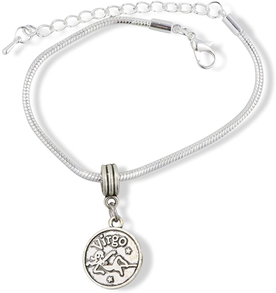 Virgo Astrology Sign Snake Chain Charm Bracelet-0