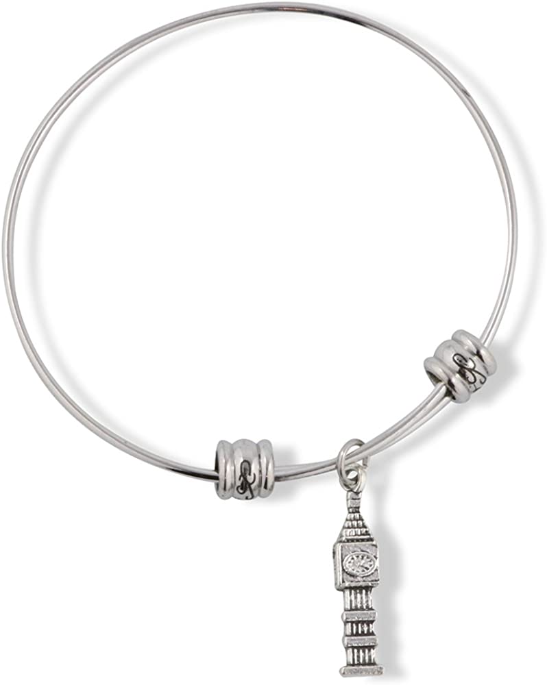 Emerald Park Jewelry Clock Tower Big Ben Fancy Charm Bangle-0