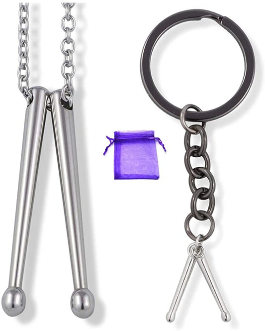 Drummer Necklace and Keychain | 100% Stainless Steel Drummer Gifts for Men a Great Drumline Necklace and Drum Major Charm makes Great Drummer Jewelry for Men and Women or Percussion Necklace for Men-0