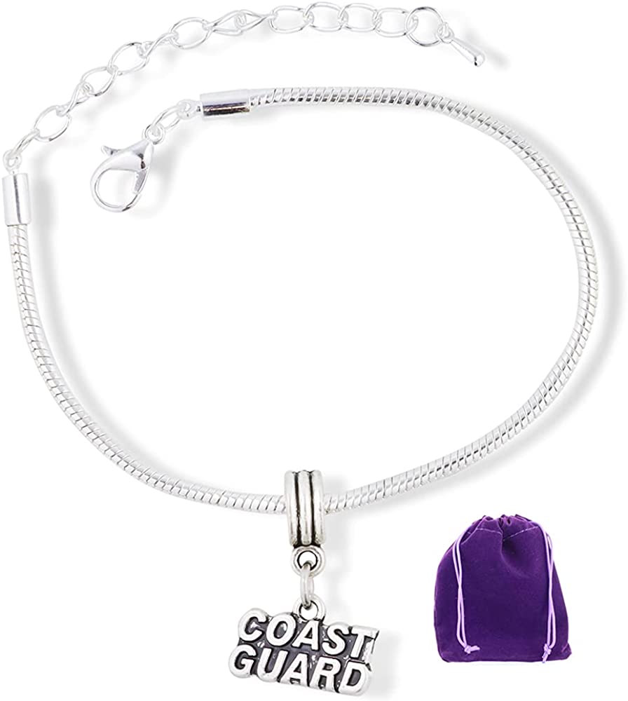 Coast Guard Text Snake Chain Charm Bracelet-0