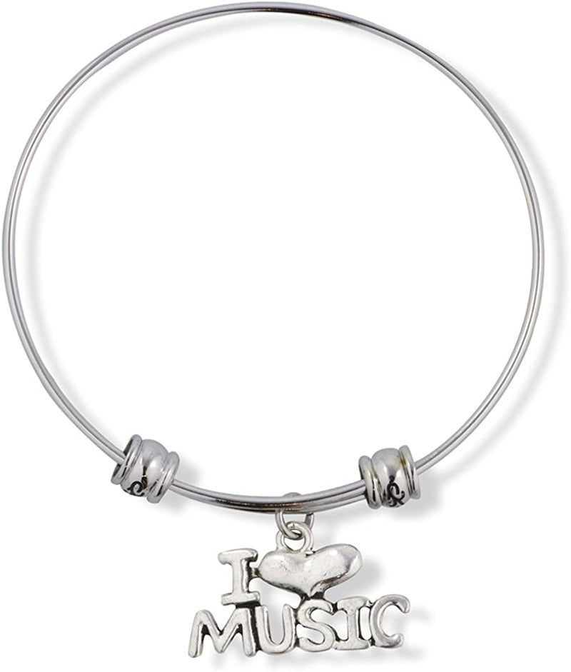 I Love Heart Music Fancy Charm Bangle-0