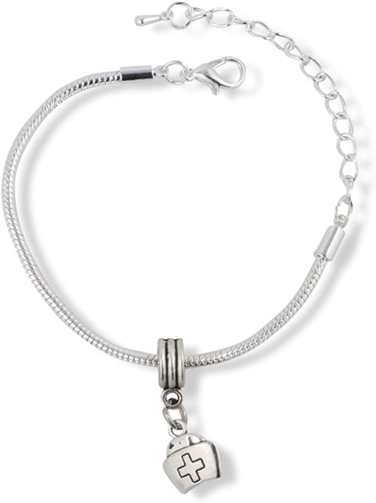 Emerald Park Jewelry Nurse Hat with Cross on it Snake Chain Charm Bracelet-0