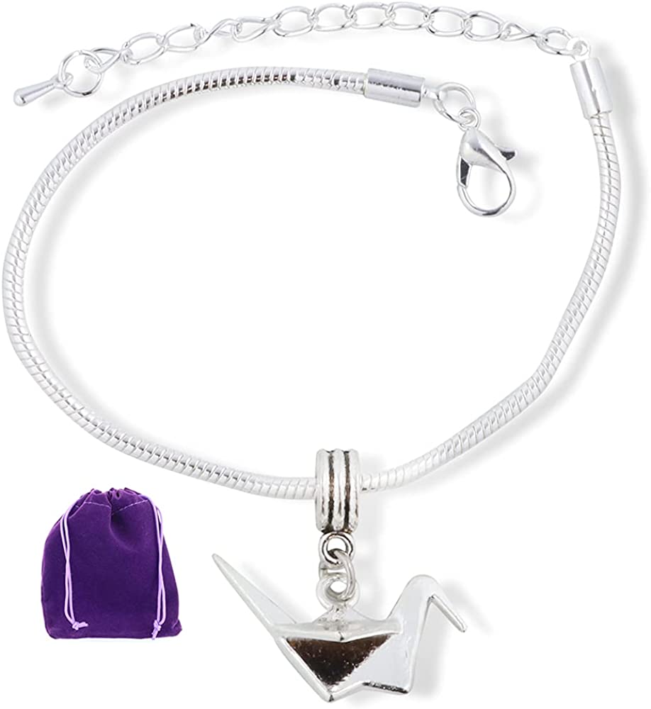 Origami Bird Snake Chain Charm Bracelet-0