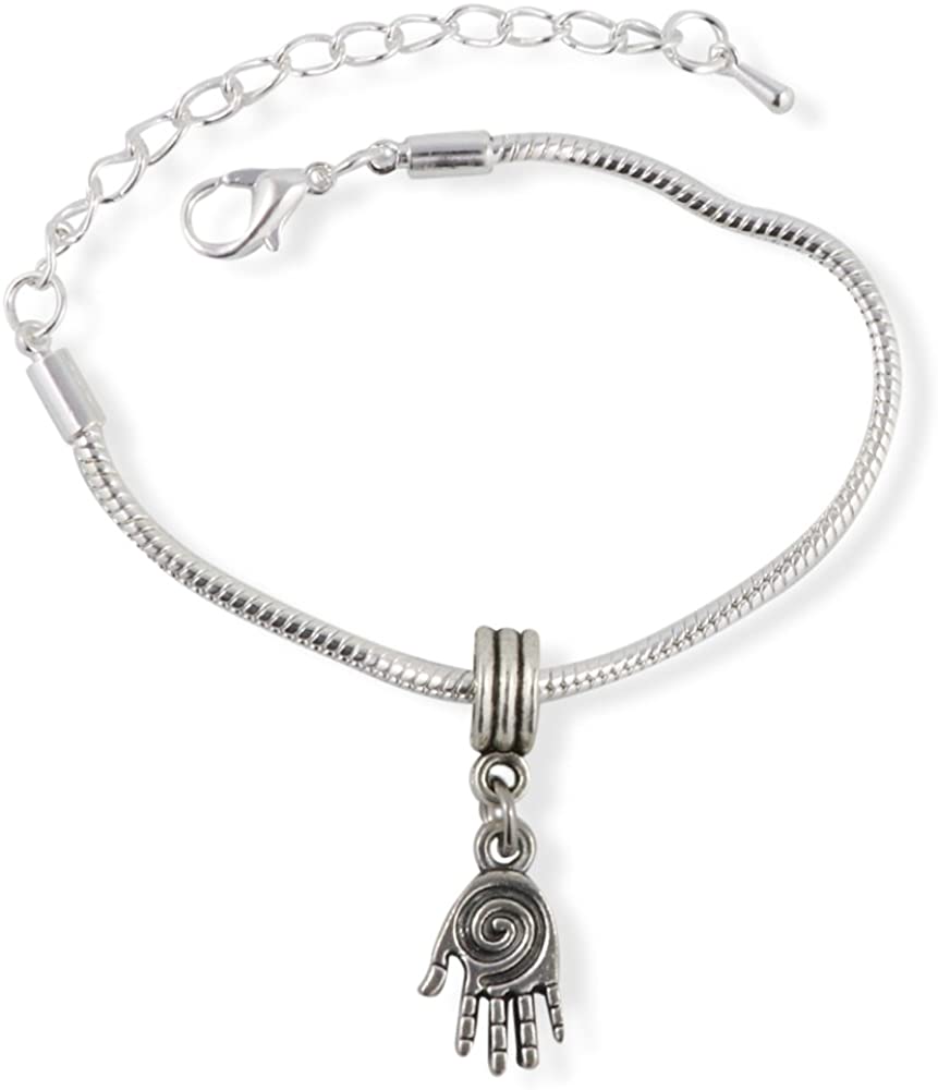 Hamsa (small with swirls on palm) Snake Chain Charm Bracelet-0