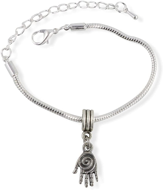 Hamsa (small with swirls on palm) Snake Chain Charm Bracelet-0