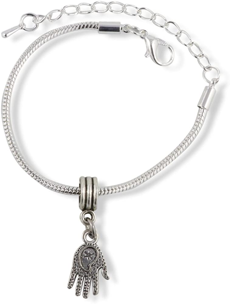 Hamsa (small with swirls on palm) Snake Chain Charm Bracelet-1