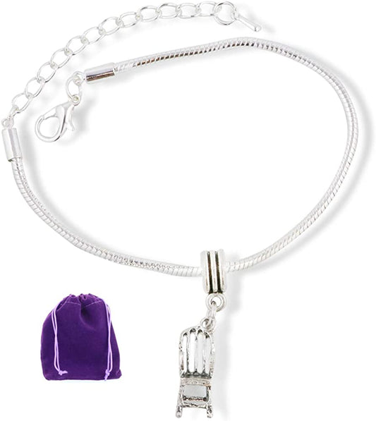 Emerald Park Jewelry Rocking Chair Bracelet | Stainless Steel Snake Chain Charm Bracelet-0