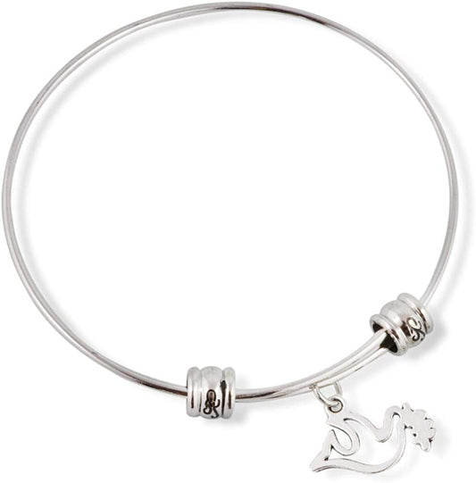 Emerald Park Jewelry Dove with Olive Branch Peace Symbol Fancy Bangle-0