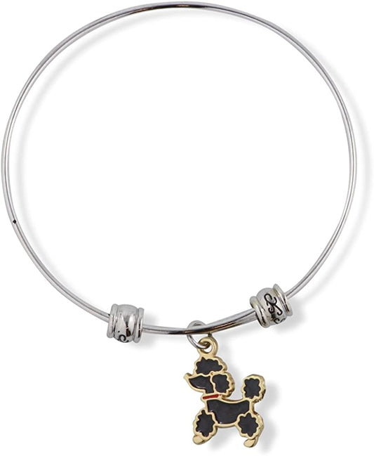 Emerald Park Jewelry Poodle with Red Collar Fancy Charm Bangle-1