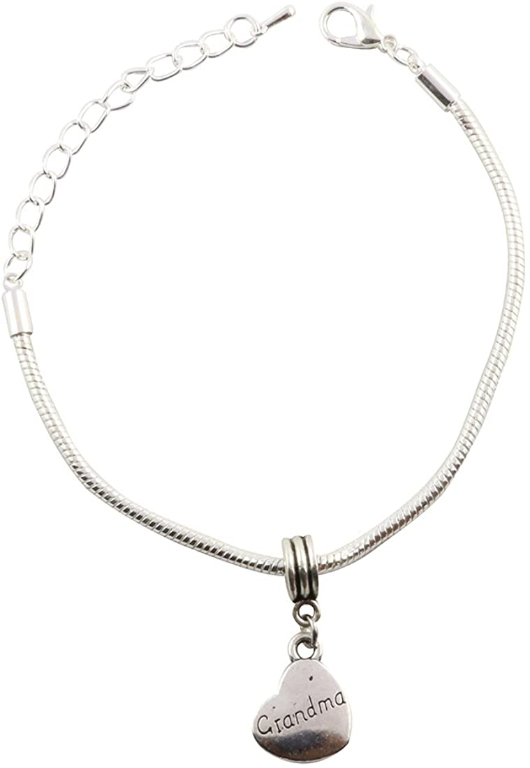 Emerald Park Jewelry Grandma on Heart Snake Chain Charm Bracelet-0