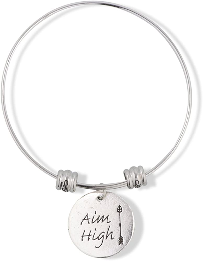EPJ Aim High Text Fancy Charm Bangle-0