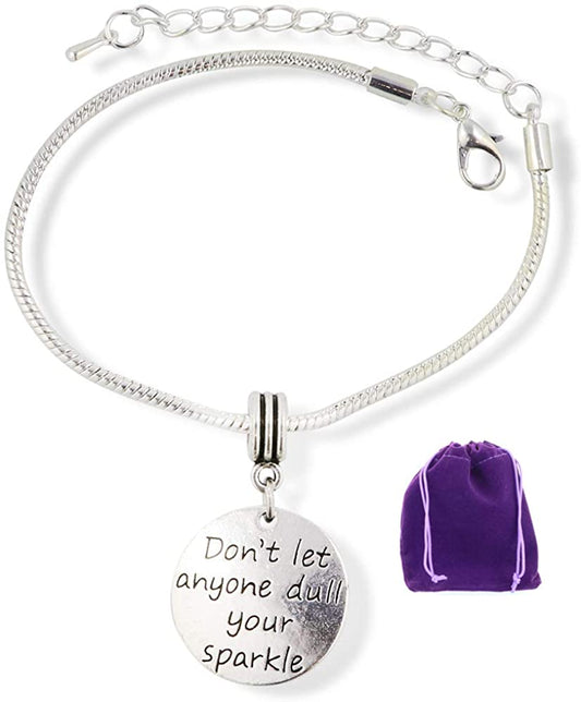 Don't Let Anyone Dull Your Sparkle Snake Chain Charm Bracelet-0