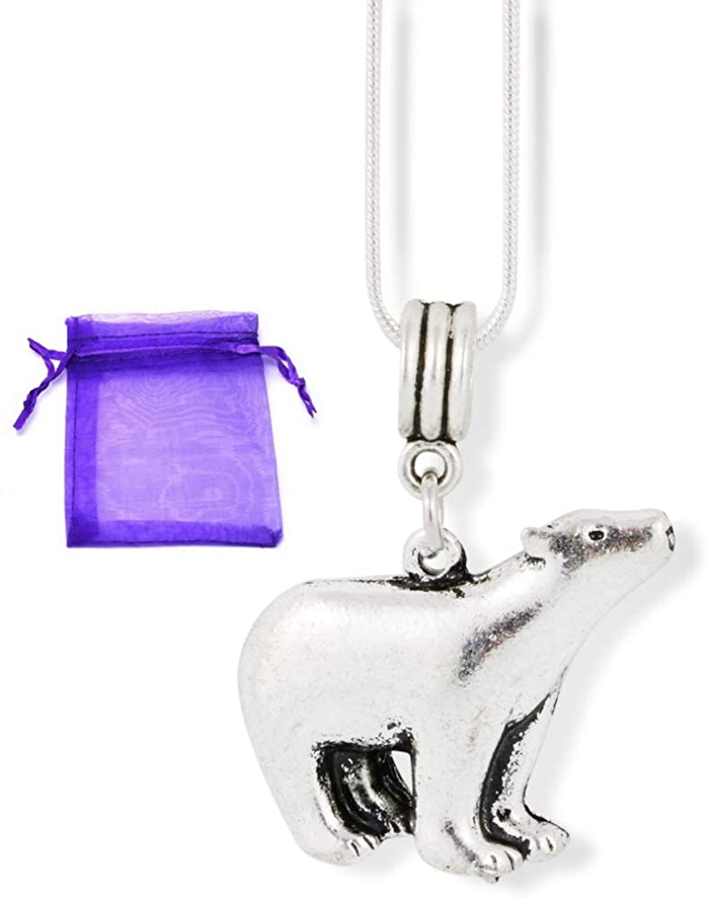 Polar Bear Jewelry for Women | Polar Bear Necklace for Women on a 22 inch Stainless Steel Snake Chain a Great Polar Bear Chain Bear Pendants and Polar Bear Gifts for Women or Men with Great Silver Bear-0