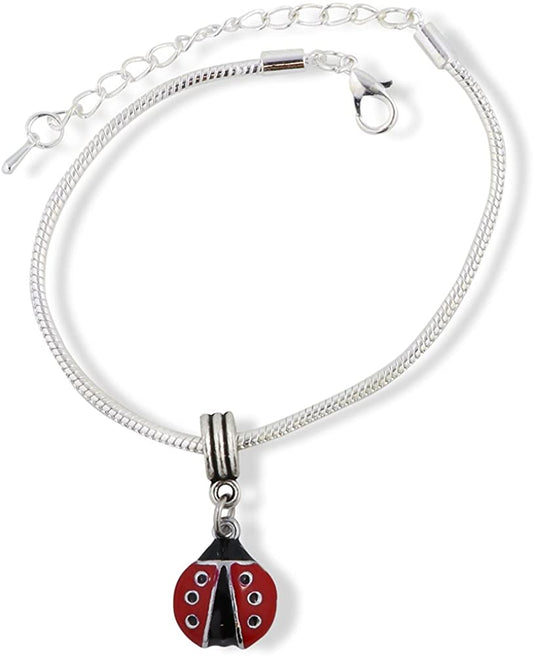 Ladybug Bracelet | six black dots and black head Snake Chain Charm Bracelet-0