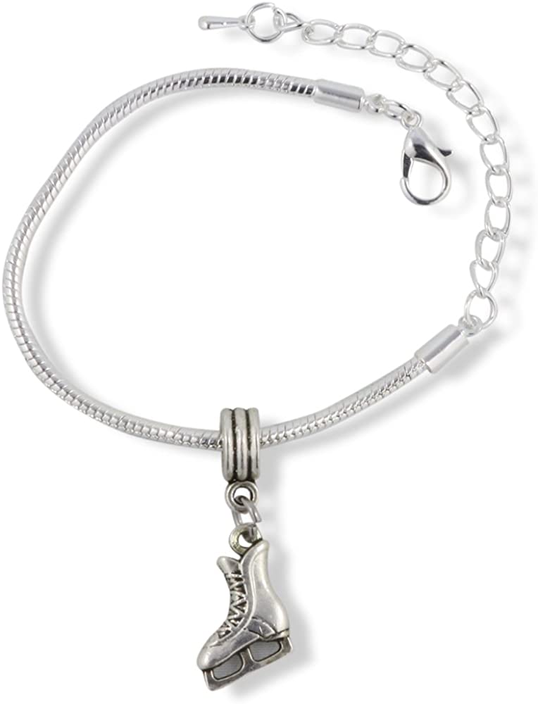 Ice Skates (Female with laces and middle support on blade) Snake Chain Charm Bracelet-0