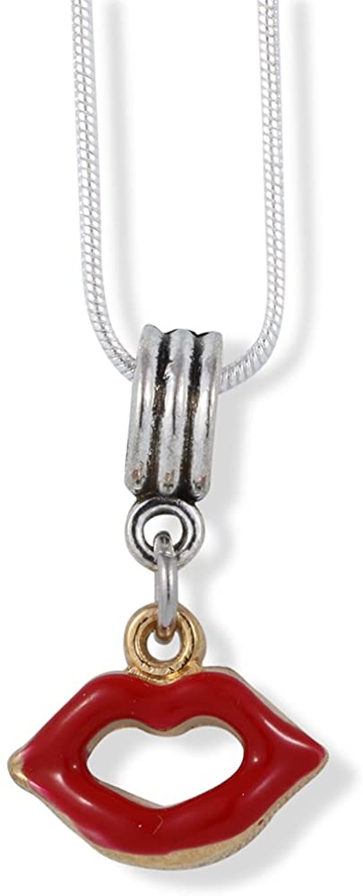 Emerald Park Jewelry Red Lips Charm Snake Chain Necklace-0
