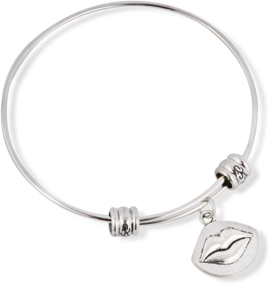 Emerald Park Jewelry Lips on Oval Fancy Charm Bangle-0