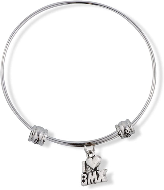 Emerald Park Jewelry I Love Heart BMX Bicycle Racing Fancy Charm Bangle-0