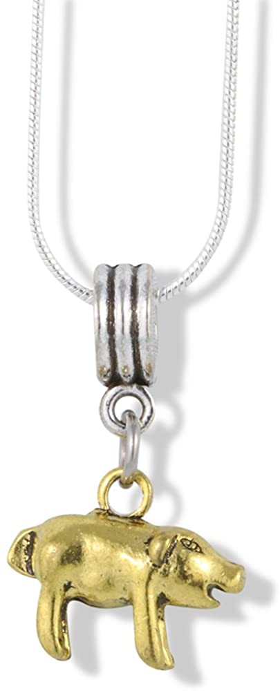 Pig Gold Charm Snake Chain Necklace-0
