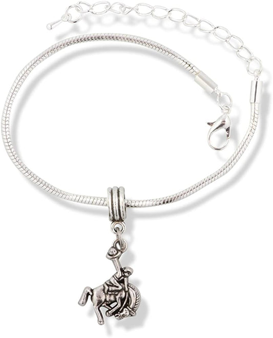 EPJ Bucking Bronco Rodeo Cowboy Snake Chain Charm Bracelet-0