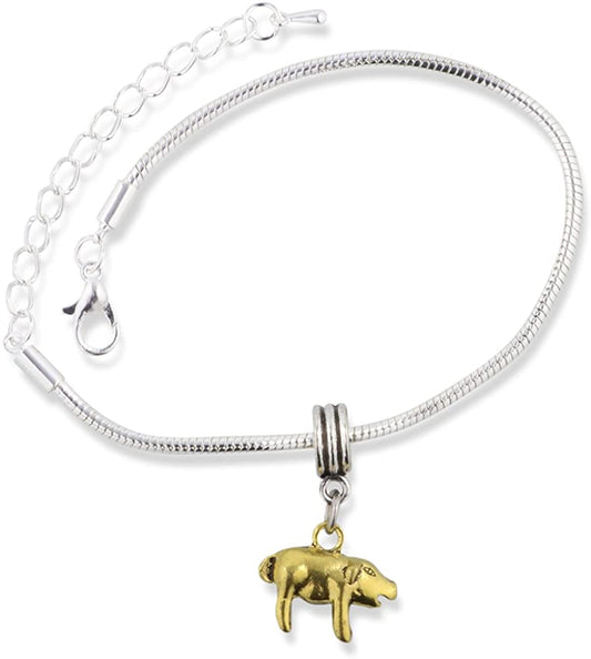 Pig Gold Snake Chain Charm Bracelet-0
