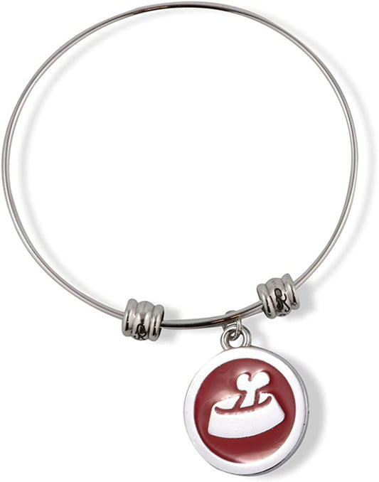 Emerald Park Jewelry Dog Food Bowl Bone in Dish Red and Silver Fancy Charm Bangle-0