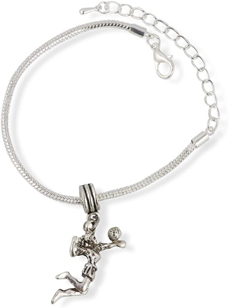 Volleyball Bracelet | Female Volleyball Player Snake Chain Charm Bracelet-0
