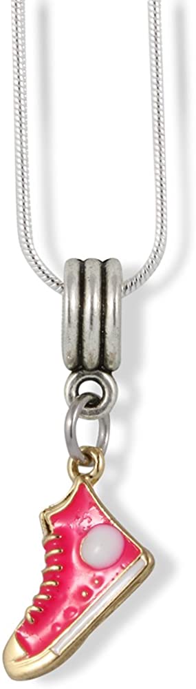 Emerald Park Jewelry Pink Running Shoe Charm Snake Chain Necklace-0