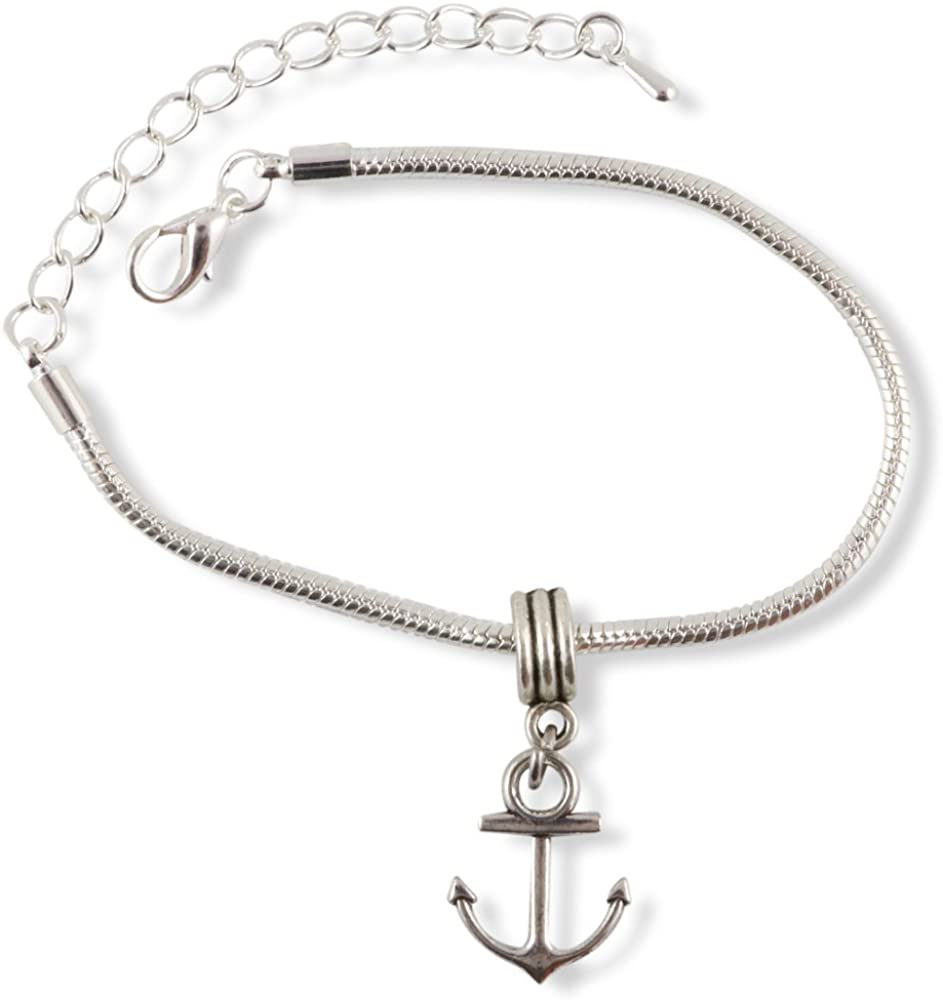 Boat Anchor Snake Chain Charm Bracelet-0
