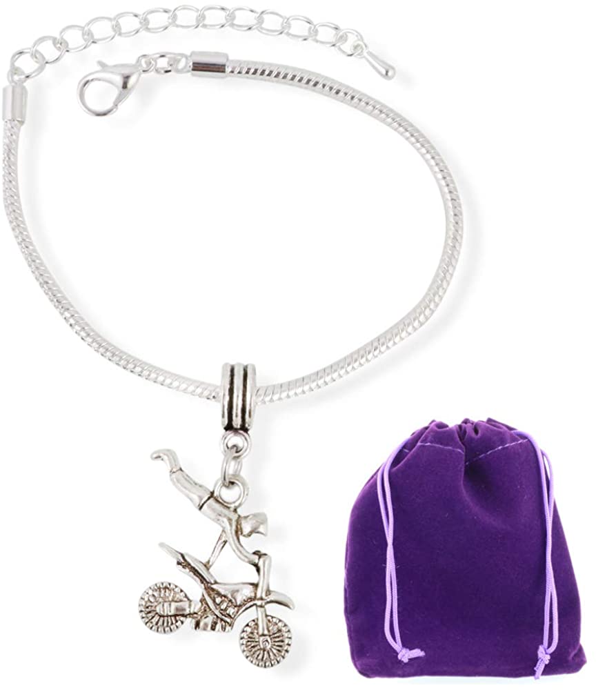 Motocross Motorcycle Superman Snake Chain Charm Bracelet-0