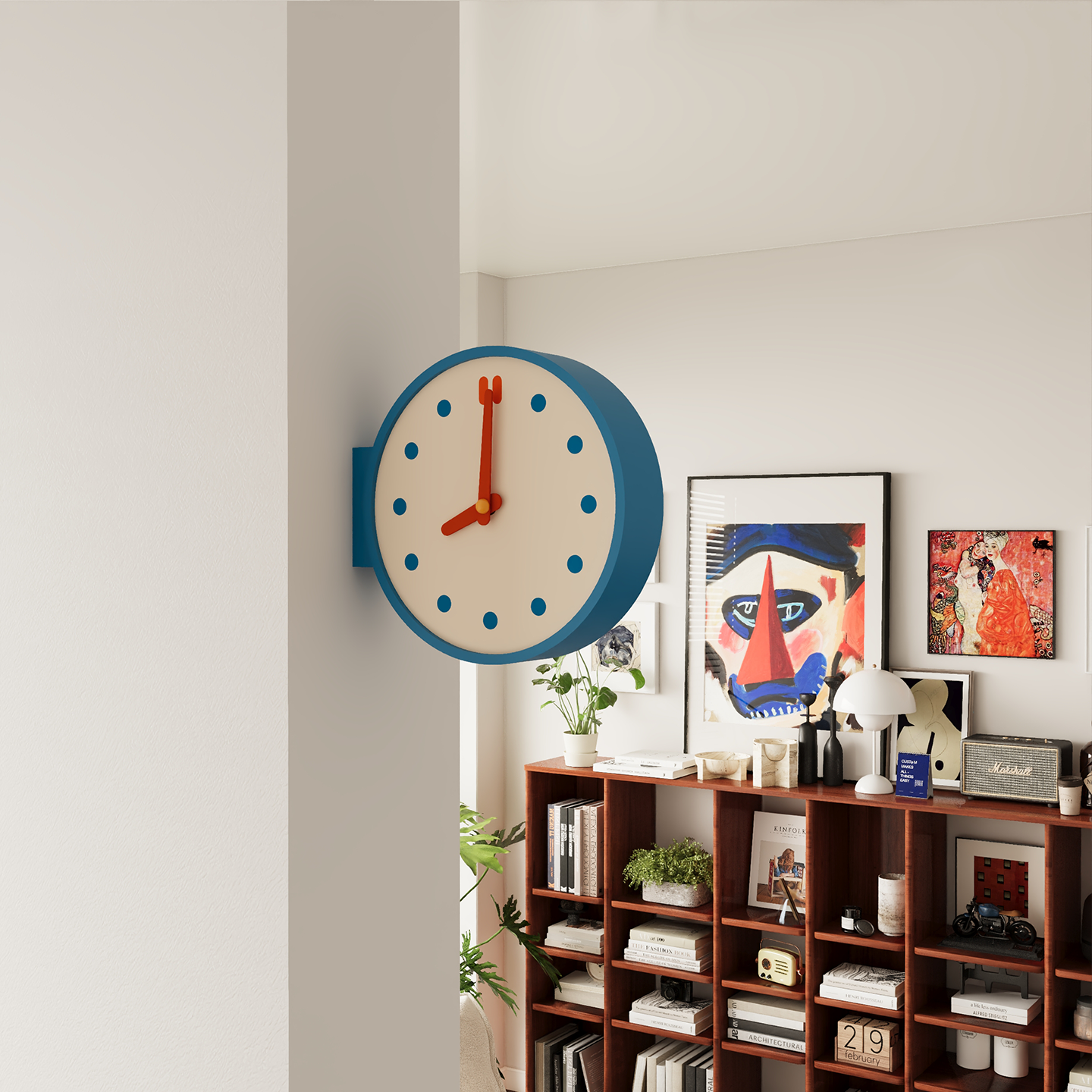 Blue Corner View Clock-4